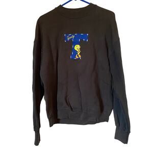 Looney Tunes Large Tweety Black Sweatshirt Blue Vintage Top Shirt Long Sleeve